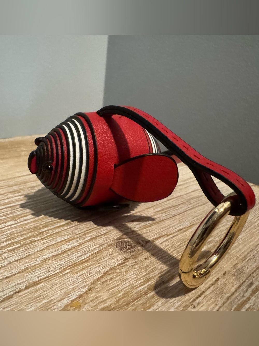 Fish Keychain or Bag Charm with Gold-Tone Ring
